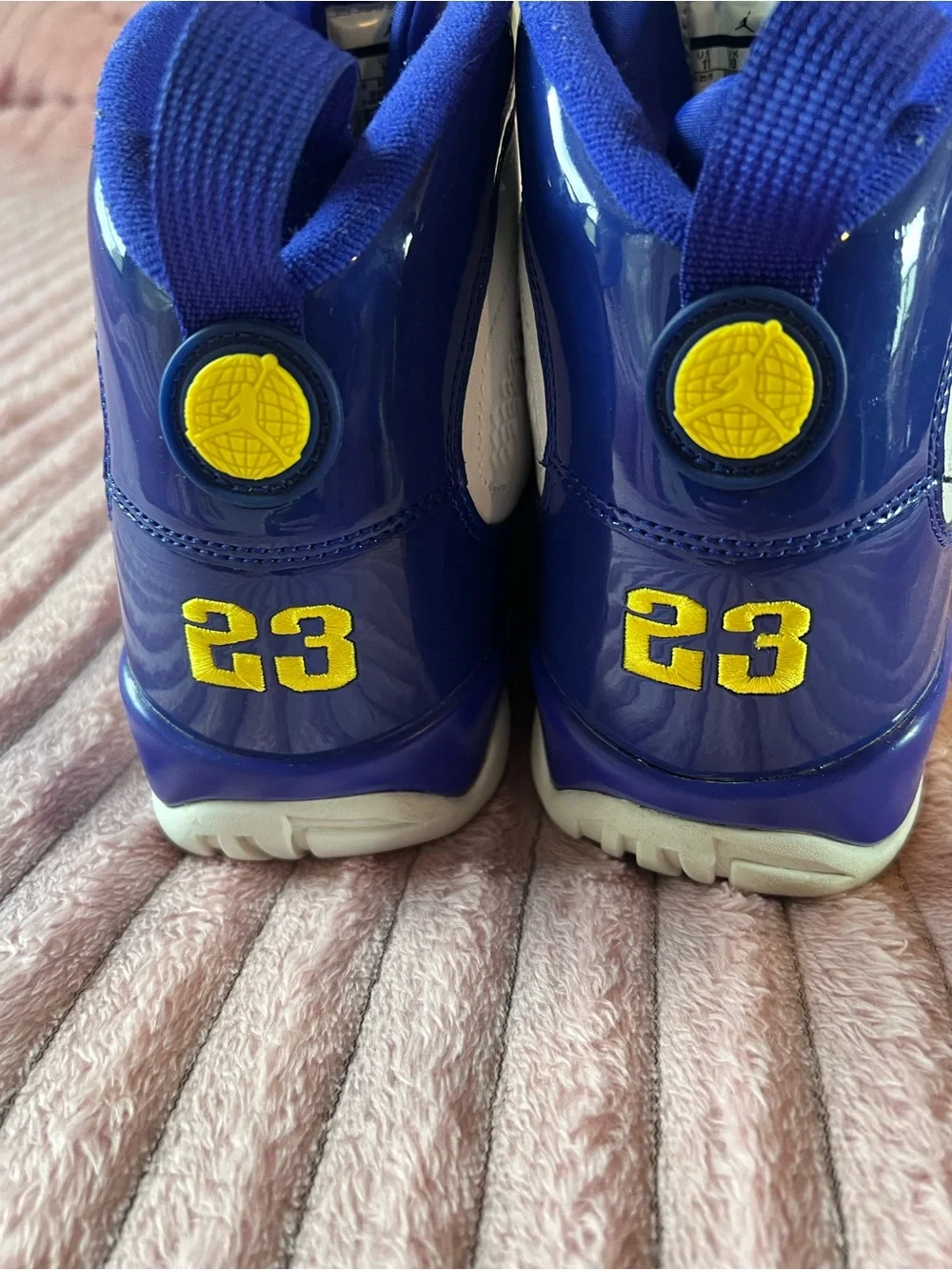 Jordan 9 Retro Kobe White and Blue High-Top Sneakers